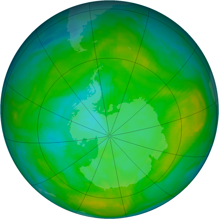 Antarctic ozone map for 28 January 1980